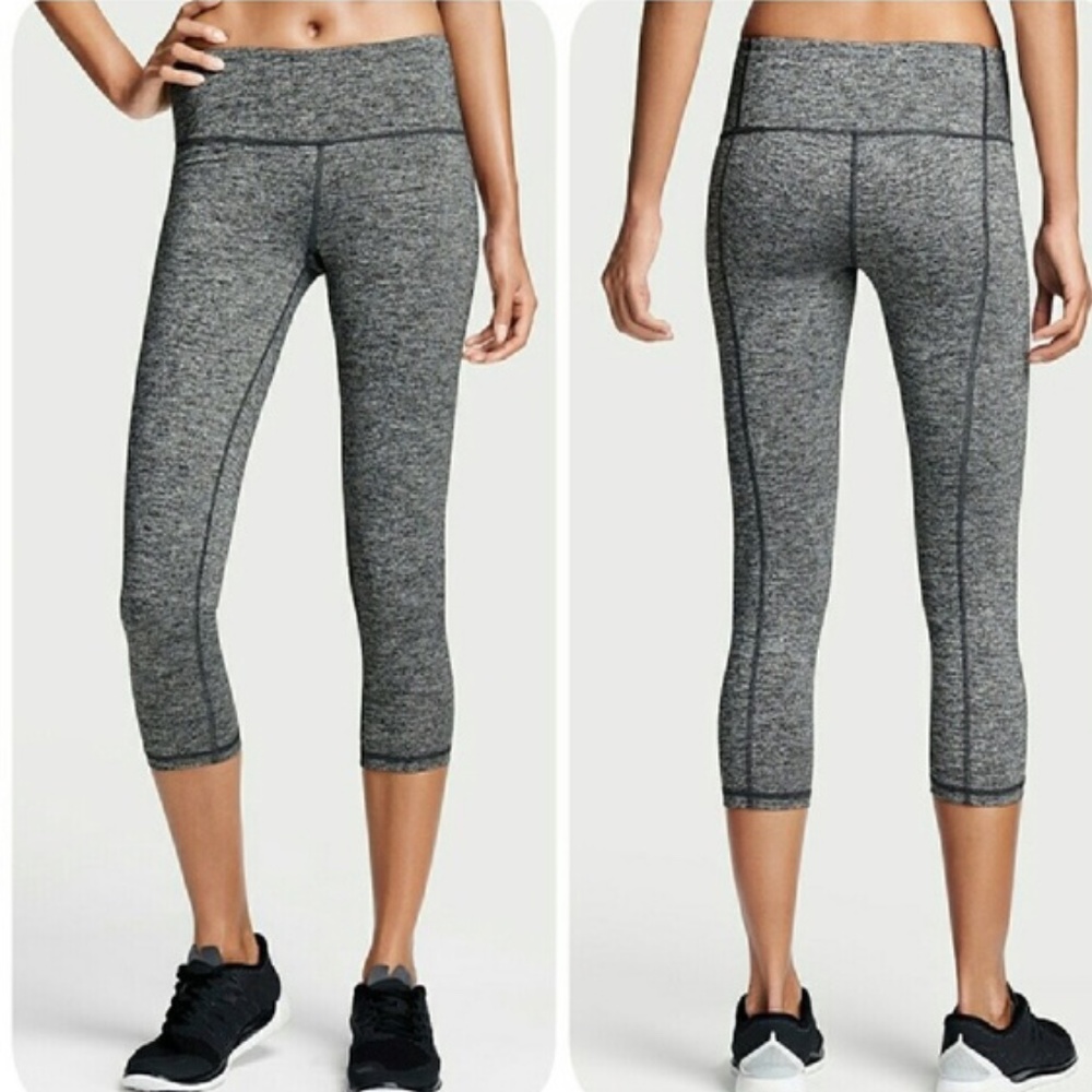 VICTORIA’S SECRET VSX Knockout Crop Leggings Marled Gray Size Small